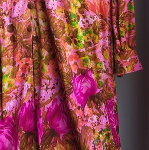 Vintage Landmark Floral Button Dress, long sleeve, plus size